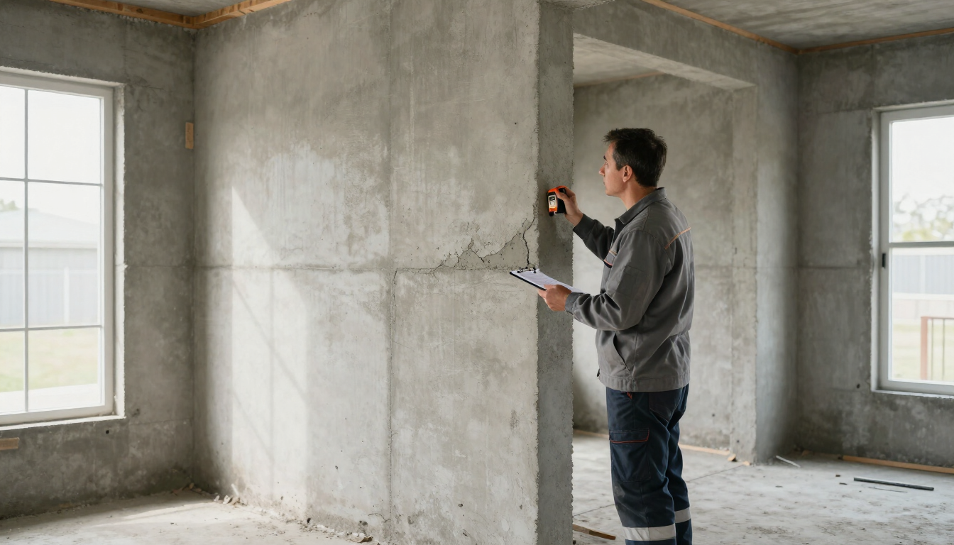 Maryland structural remediation specialist inspecting a foundation.