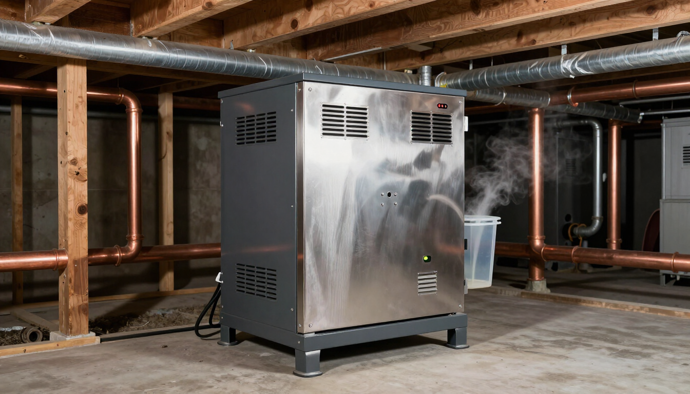 Industrial dehumidifier at work