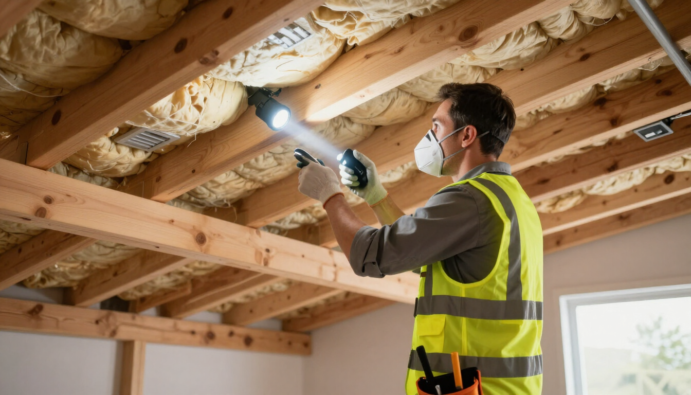 Professional mold inspection in a Southern Maryland home attic