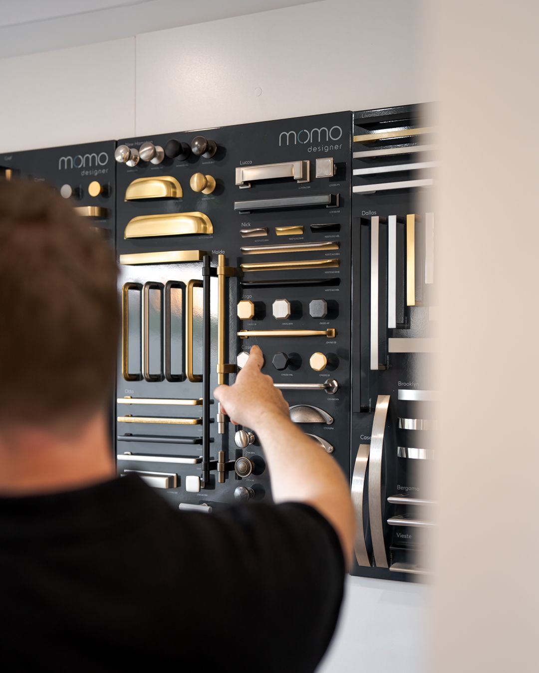Pointing out products by team member at Integrated Services showroom in Toowoomba