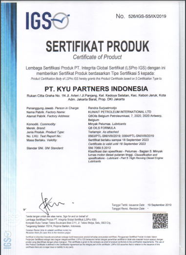 SNI cover Q8 Oils