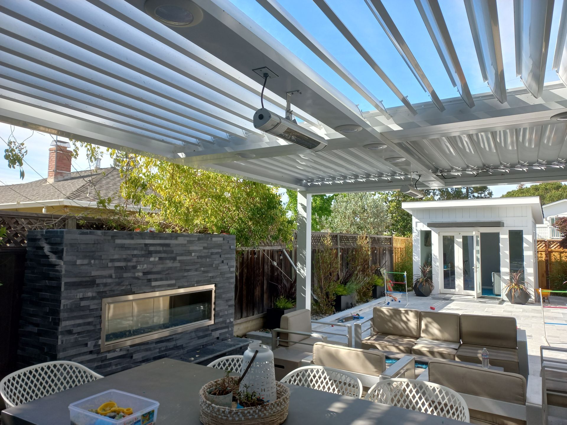 White Louvered Patio Cover