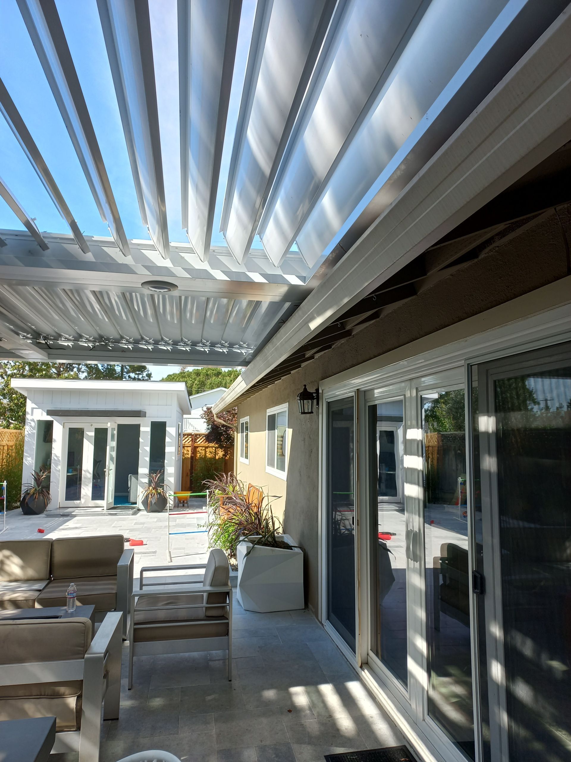 White Louvered Patio Cover