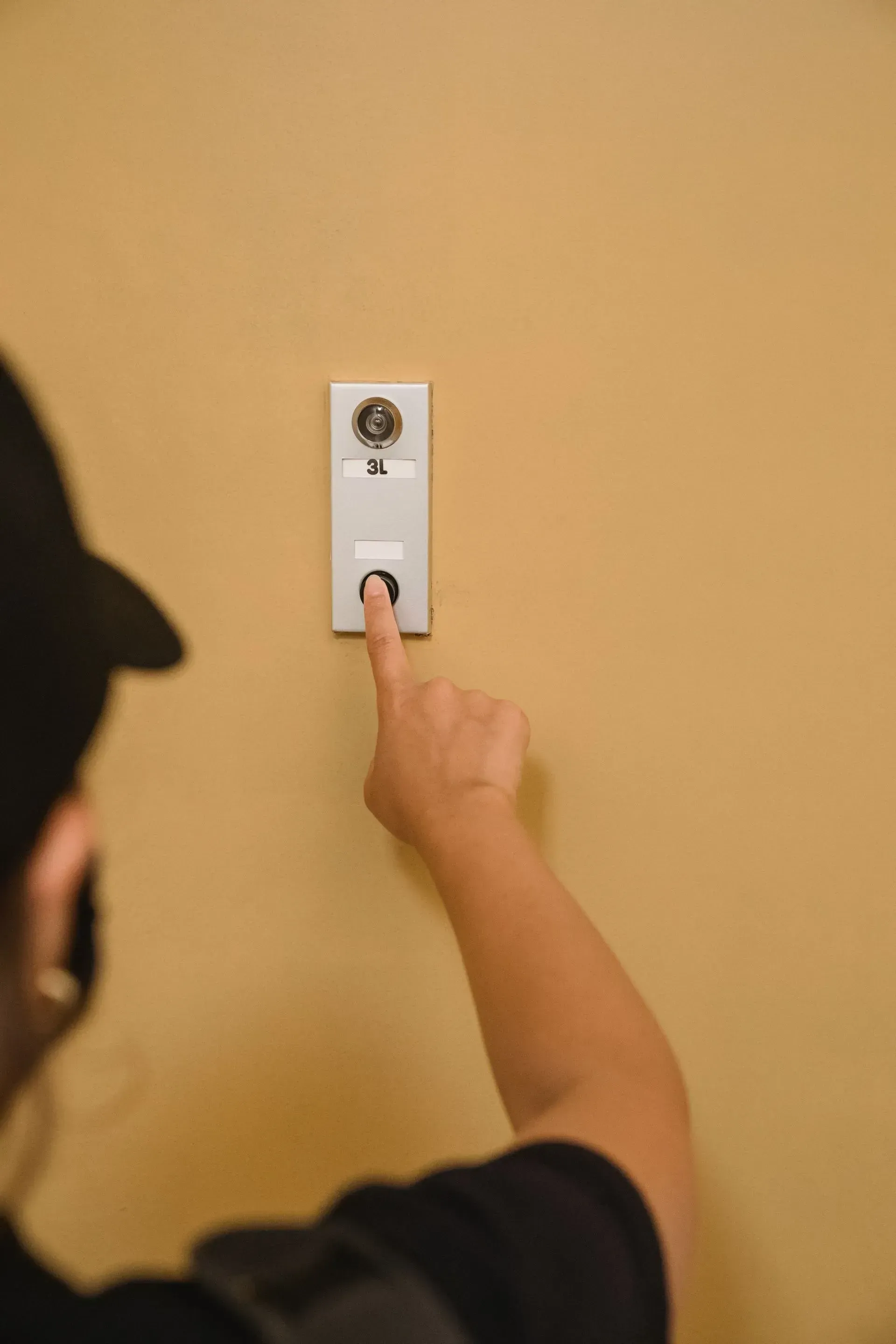 video doorbell camera mounted beside a front door in a Greenville SC home