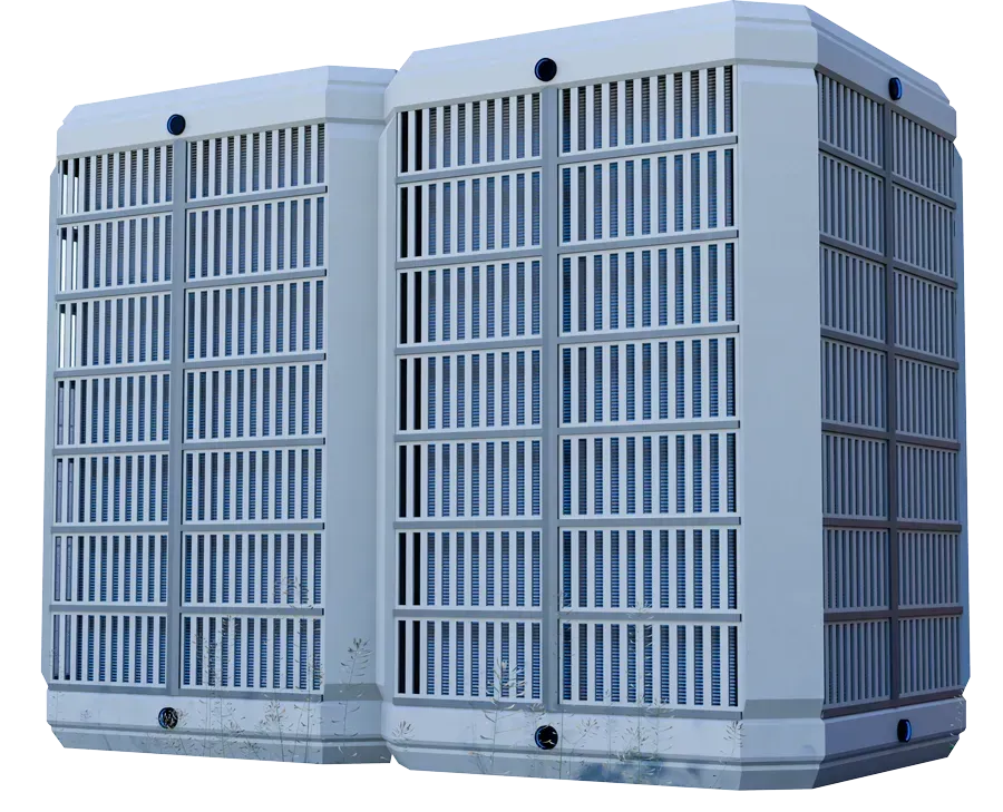 A white air conditioner is sitting on a white surface