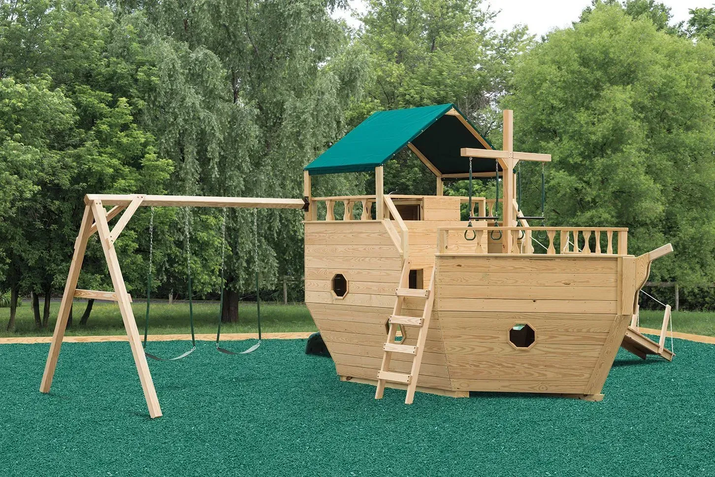 Outdoor wooden boat playset handcrafted in Lancaster County, Pennsylvania