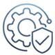 Gear inside a shield with a checkmark, indicating secure settings.