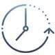 Clock icon with curved arrow, representing time passing.