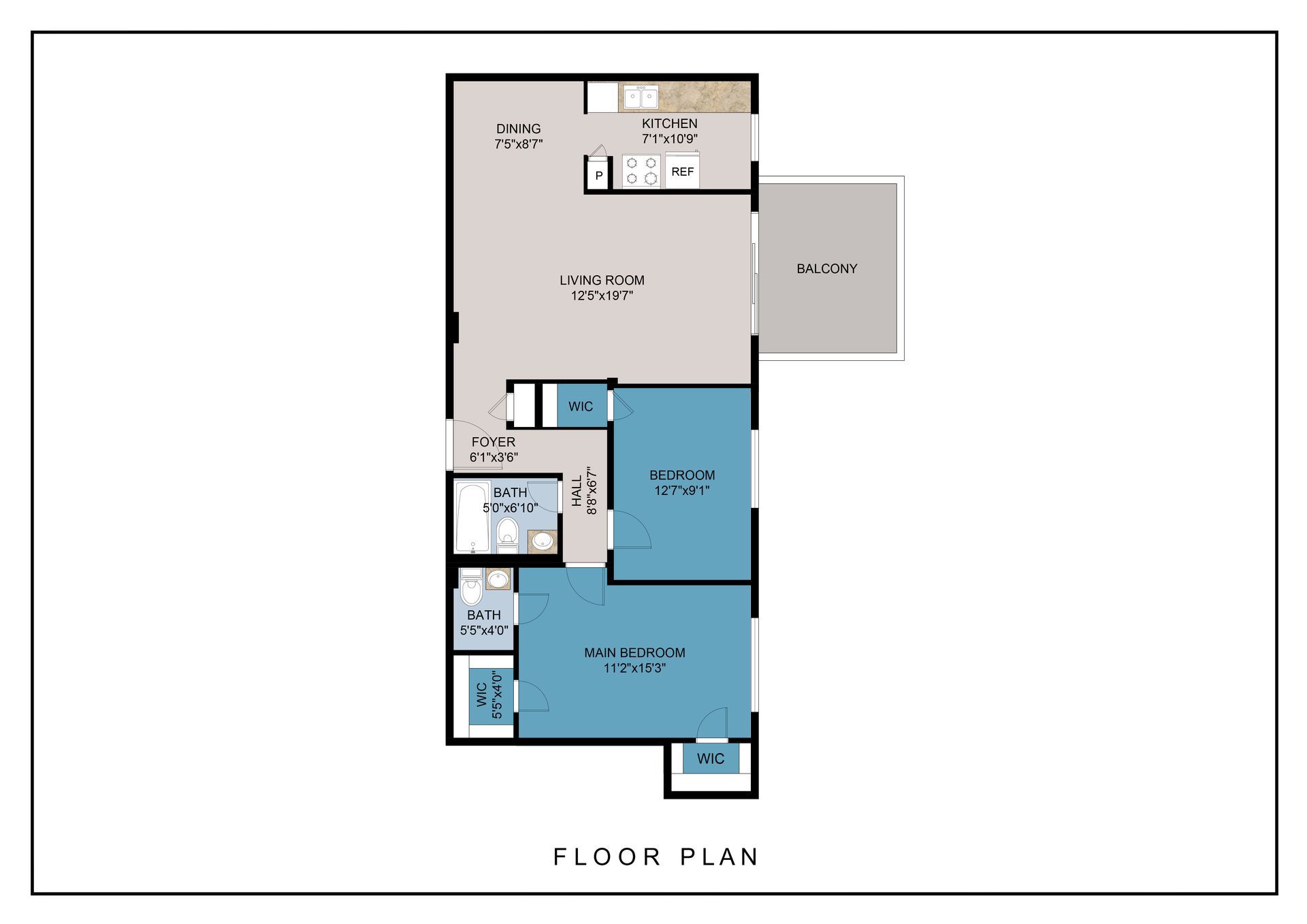 2 bed 1.5 bath
