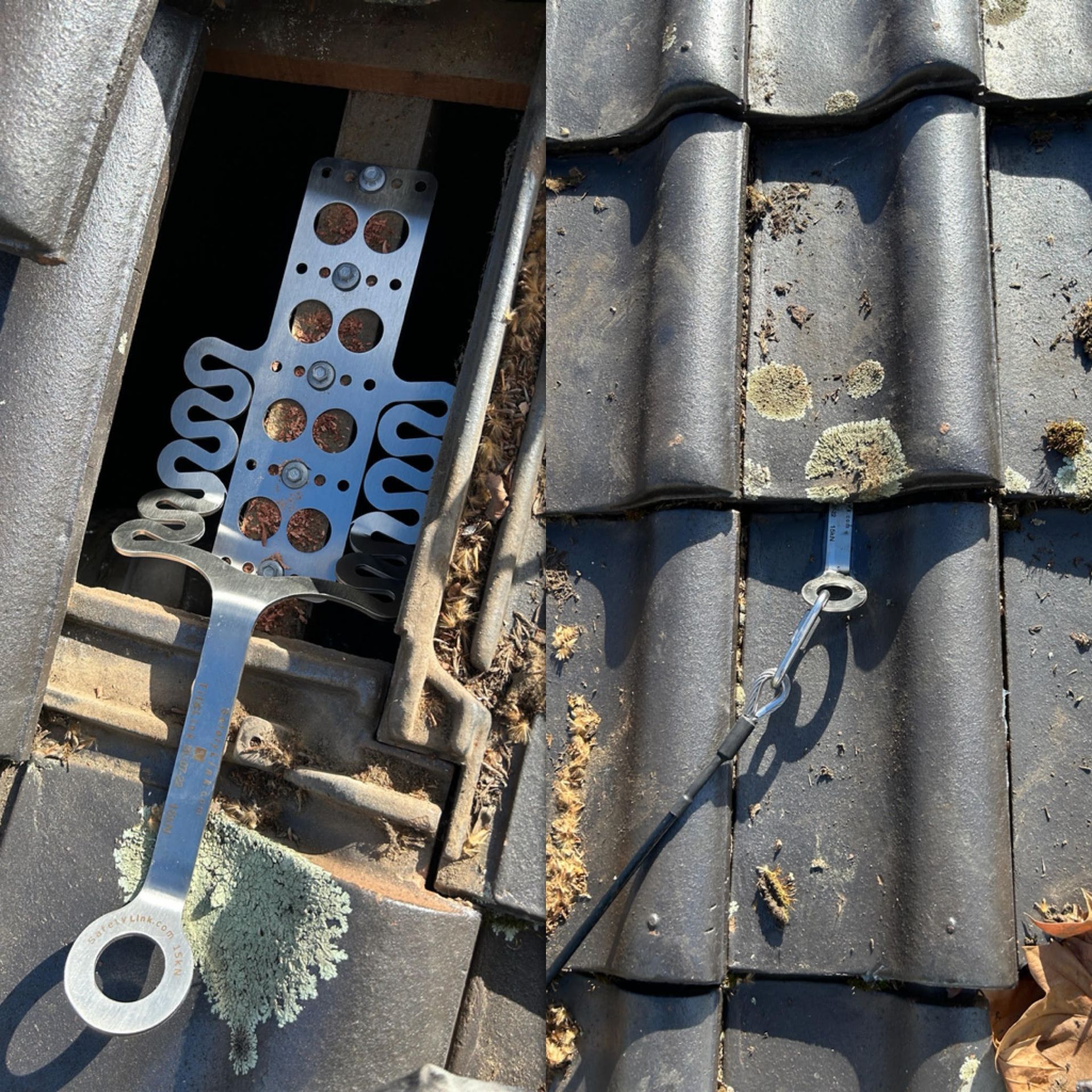 A picture of a roof with a hook in it