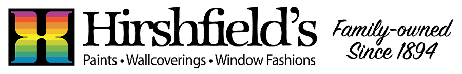 Hirshfield's company logo featuring a rainbow-colored 'H' icon and the text