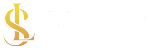 A stylized, golden, monogram-style logo featuring the interlocking letters "S" and "L" on a plain white background.