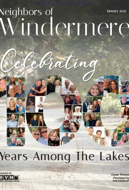 Neighbors of Windermere magazine cover with collage of faces and “Celebrating 30 Years Among The Lakes” text