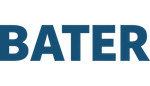 Texto azul “BATER” sobre fondo blanco
