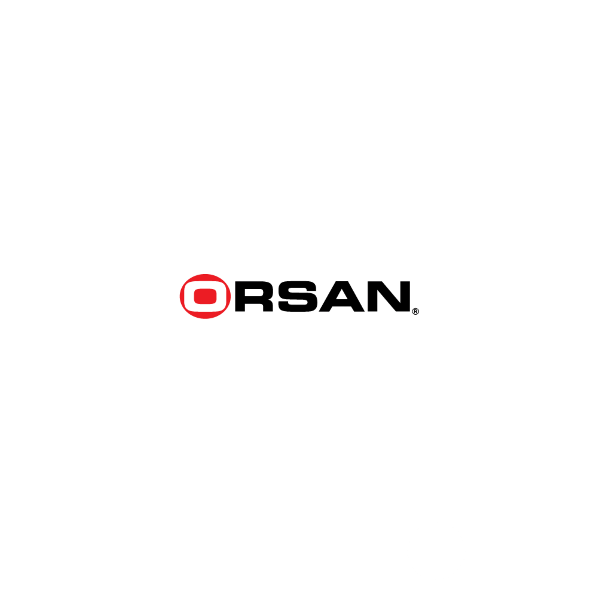 Logotipo de ORSAN: texto negro sobre fondo blanco con un símbolo rojo en forma cuadrada.