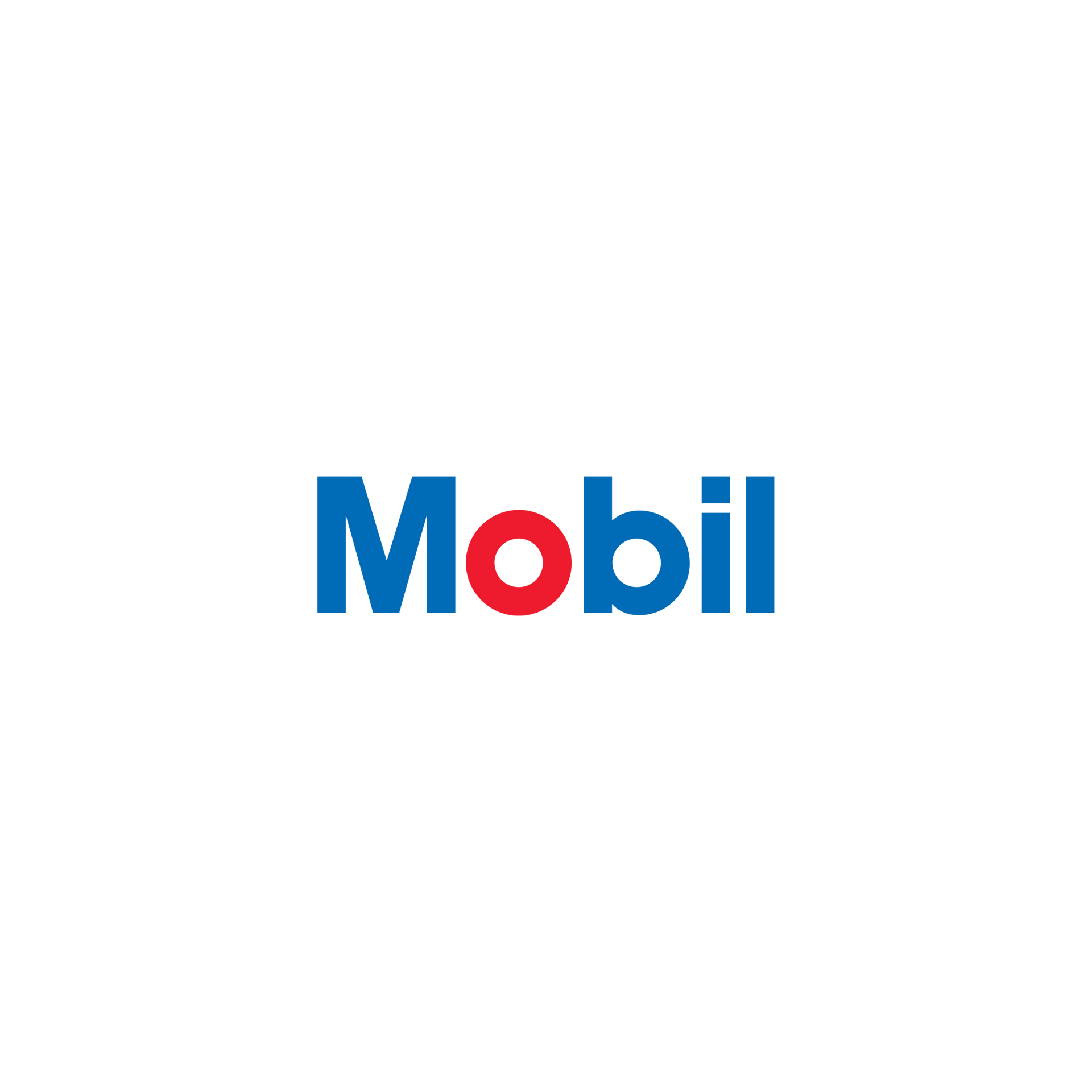 Logotipo de Mobil: texto azul "Mobil" con una "o" roja.