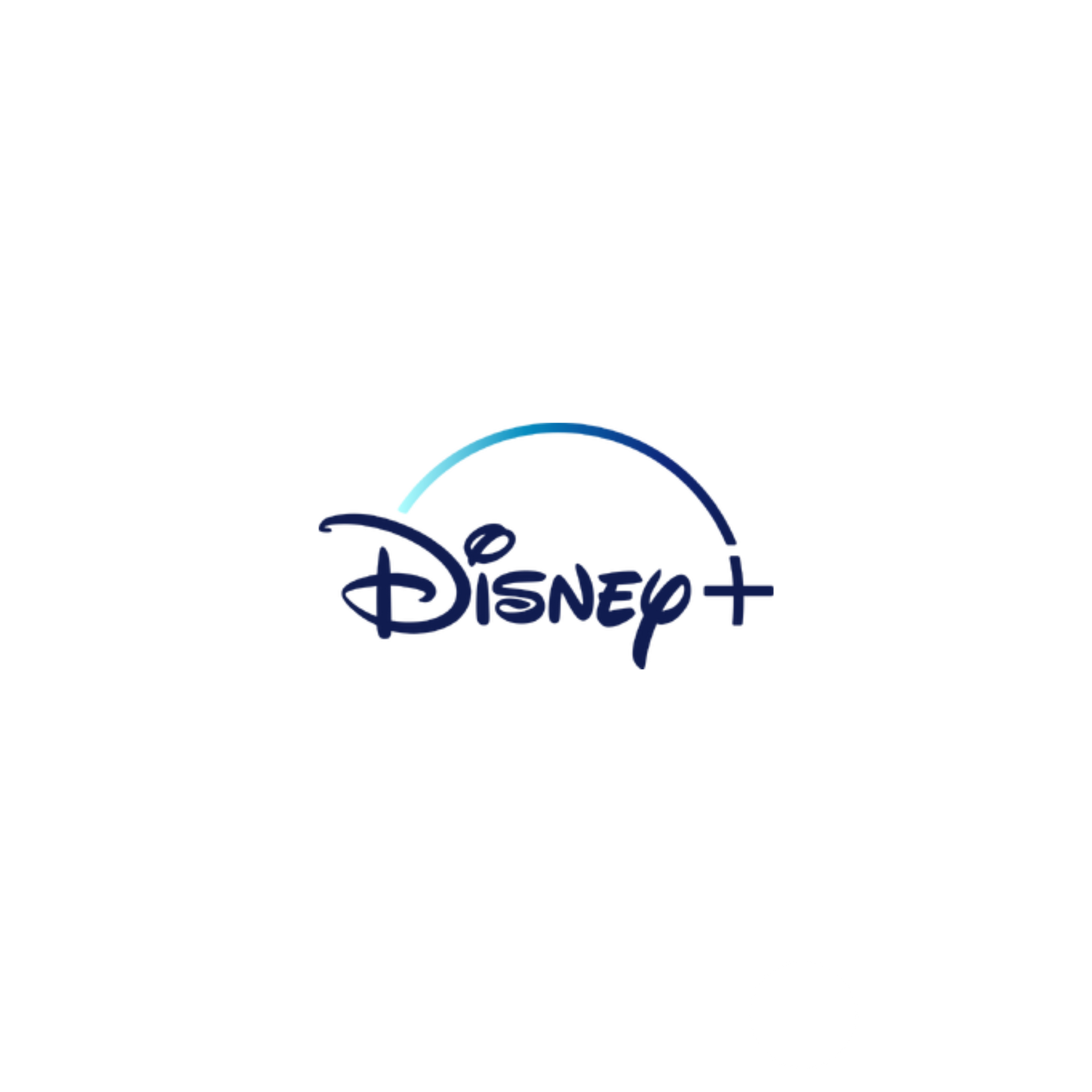 Logotipo de Disney+ en espacio blanco: texto azul marino