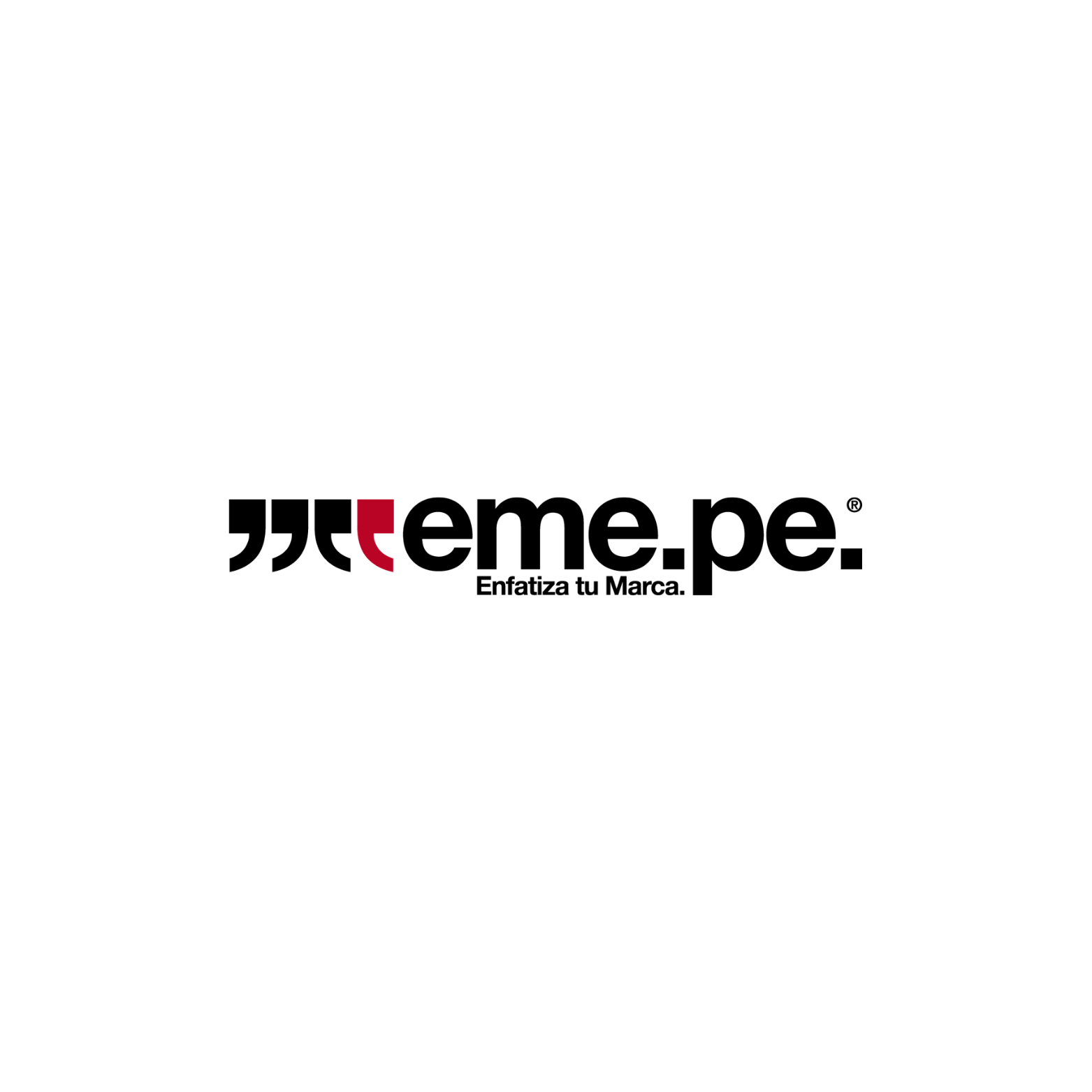 Logotipo de eme.pe, comillas negras que enmarcan
