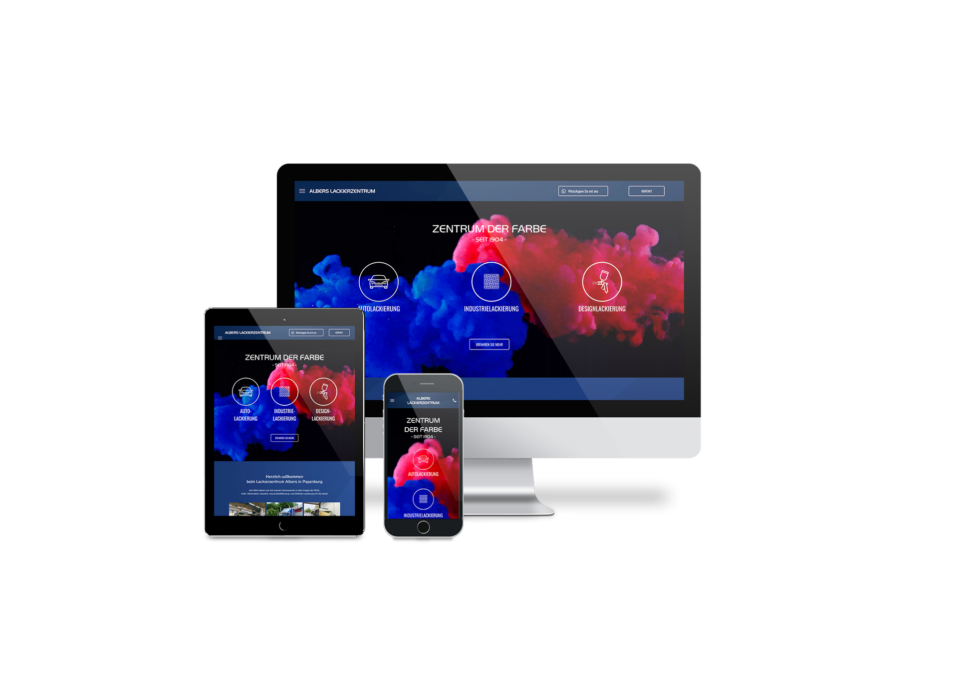 Auf einem Computer, einem Tablet oder einem Mobiltelefon wird eine Website angezeigt.