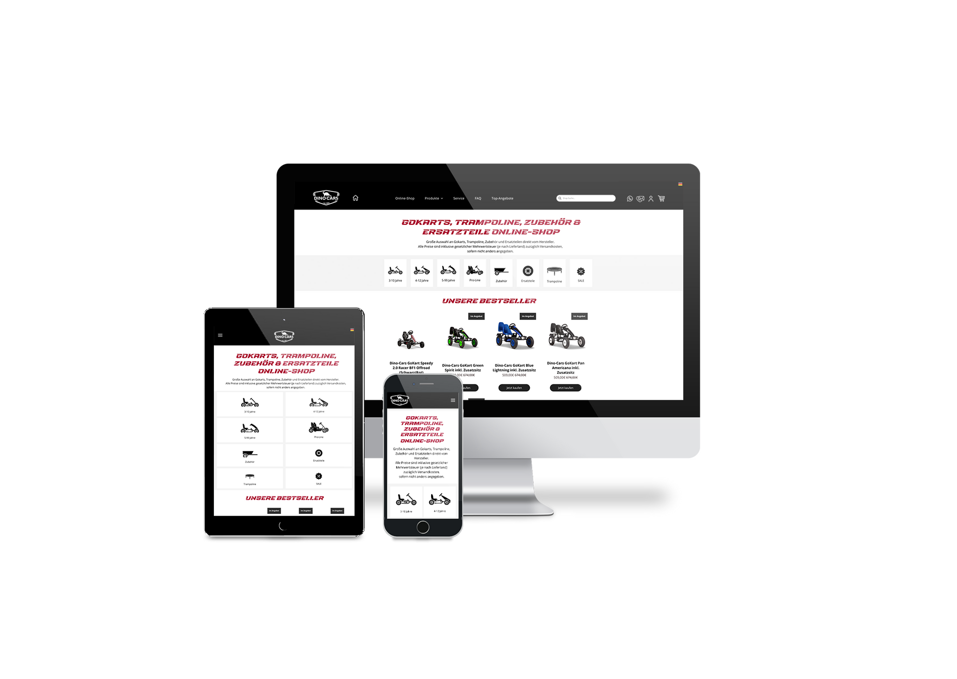 Auf einem Computer, einem Tablet oder einem Mobiltelefon wird eine Website angezeigt.