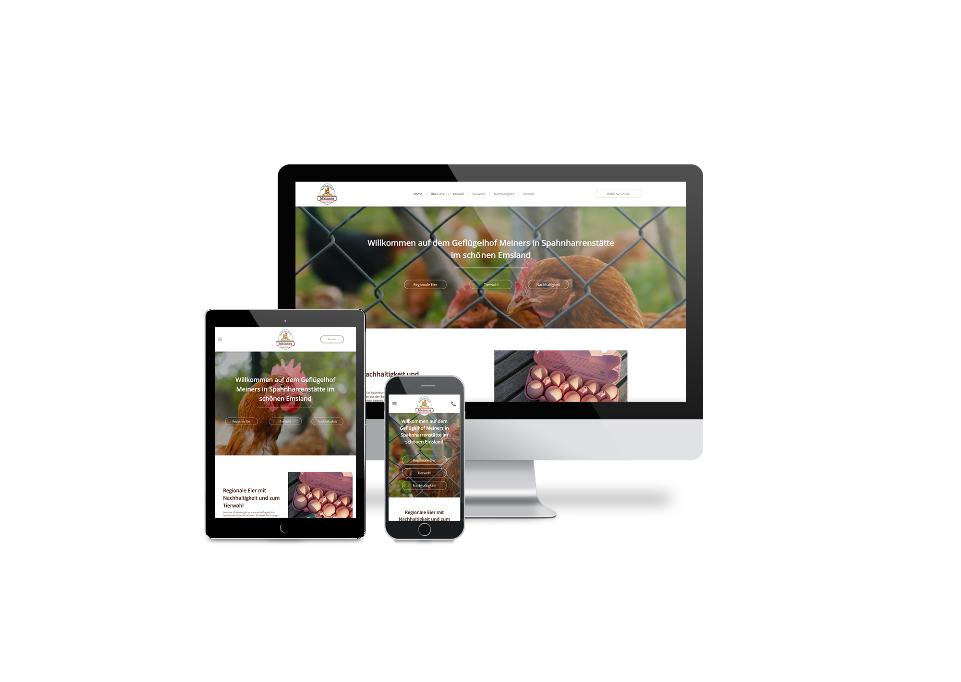 Auf einem Computer, einem Tablet oder einem Mobiltelefon wird eine Website angezeigt.