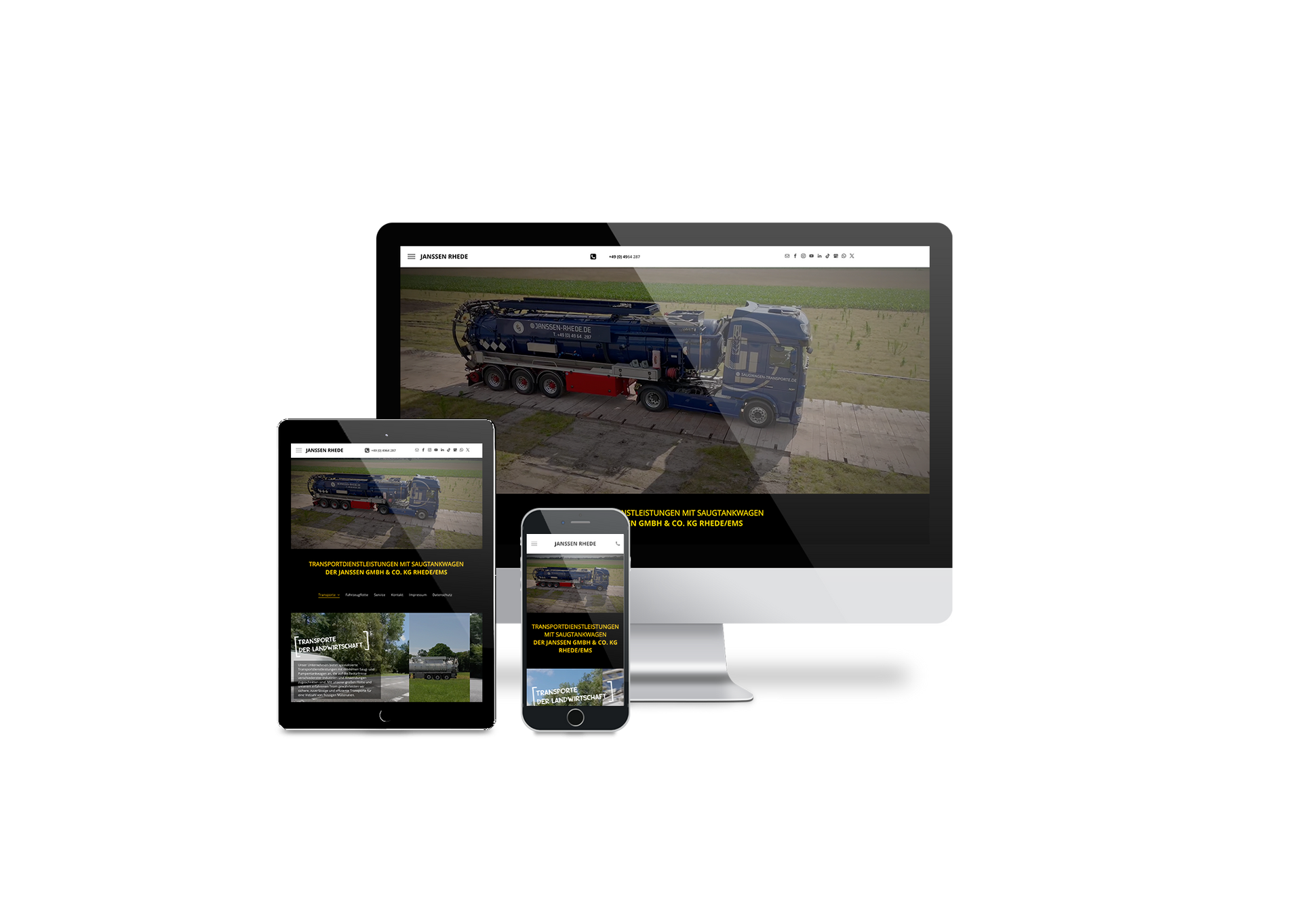 Auf einem Computer, einem Tablet oder einem Mobiltelefon wird eine Website angezeigt.