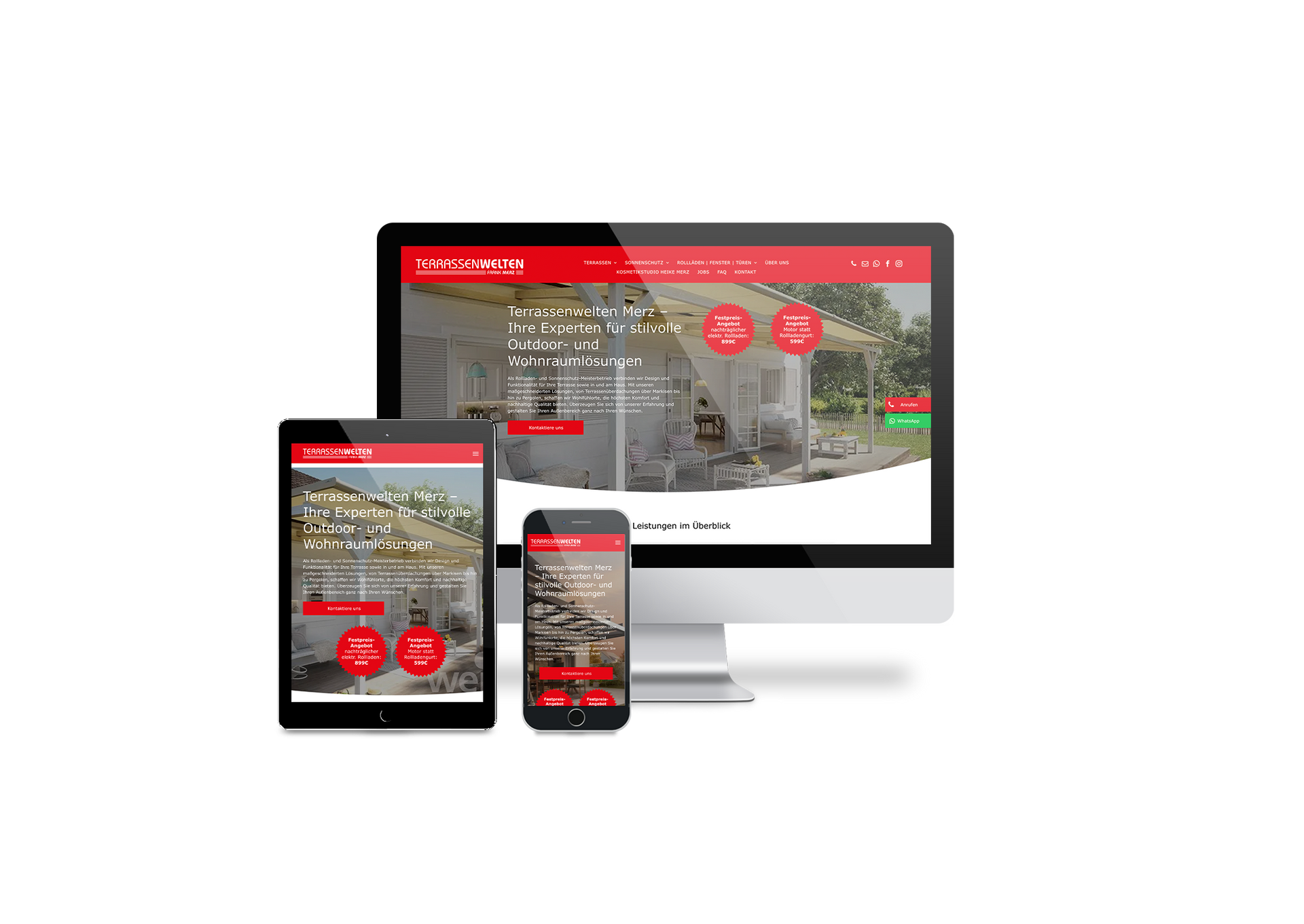 Auf einem Computer, einem Tablet oder einem Mobiltelefon wird eine Website angezeigt.