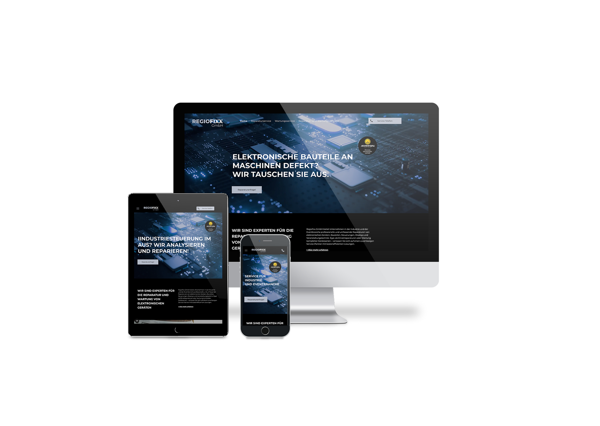 Auf einem Computer, einem Tablet oder einem Mobiltelefon wird eine Website angezeigt.