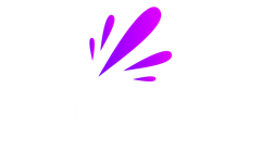 Fialové abstraktní logo nebo tvar prasknutí na bílém pozadí