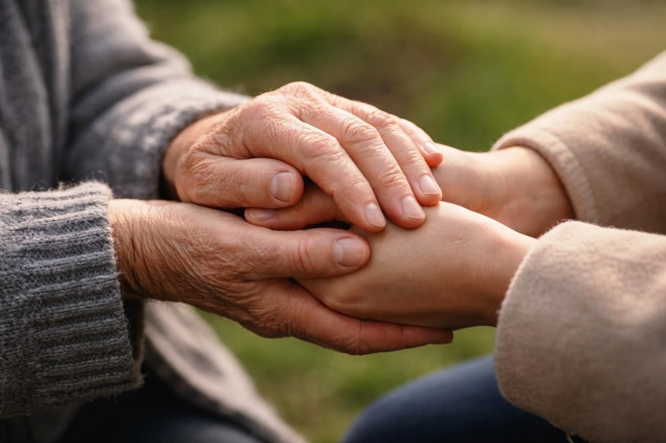 Hands held in comfort and support during a time of loss, reflecting compassionate care from a funeral home and cremations in Kennesaw, GA.