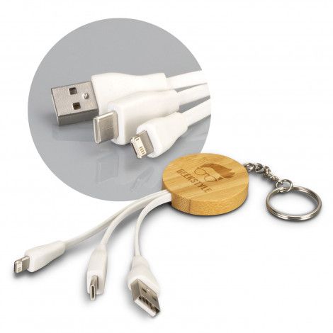 Bamboo Charging Cable Key Ring