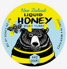 A label for new zealand liquid honey bear yummy