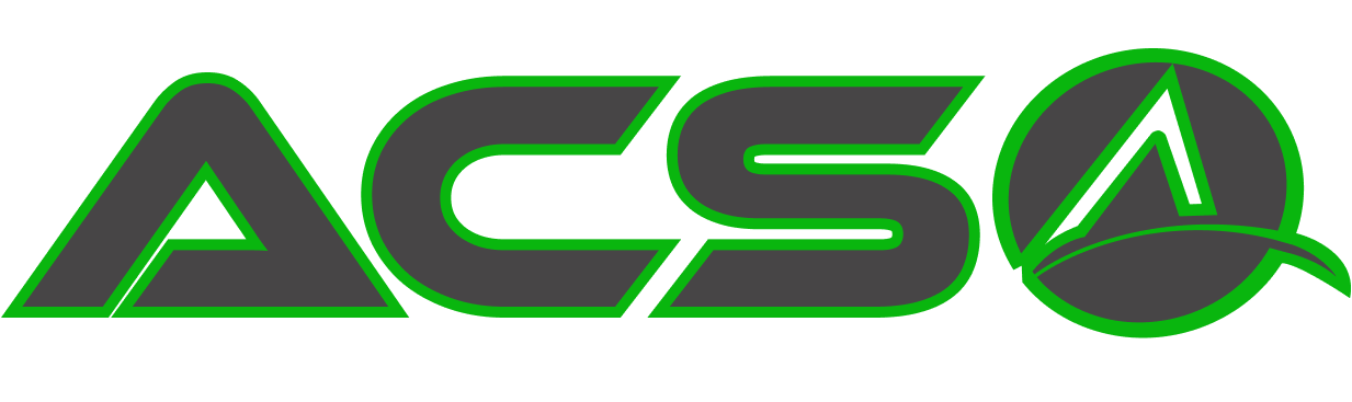 A green and gray logo for ACS on a white background.