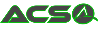 A green and gray logo for ACS on a white background.
