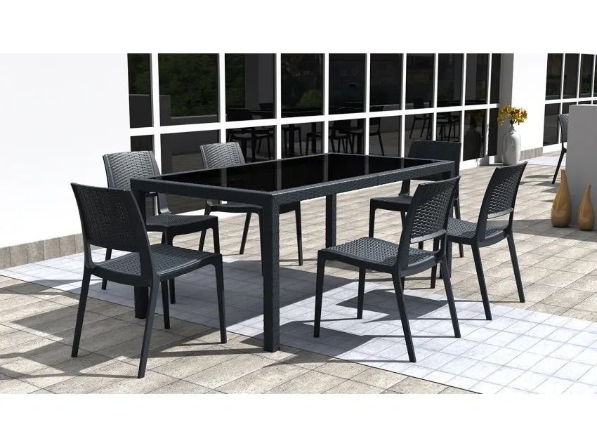 A Patio Set With a Table and Chairs on a Tiled Floor — Creative Commercial Furniture in Cairns City, QLD 