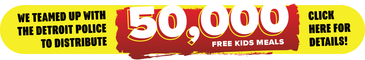 Click here to read the story! Happy's Pizza 50,000 Free Kids Meals Banner Graphic