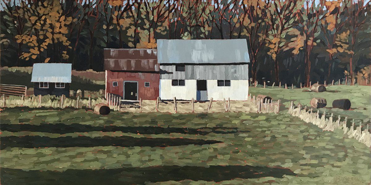 Horse farm oil painting.