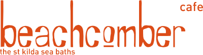 A logo for beachcomber cafe the st kilda sea baths