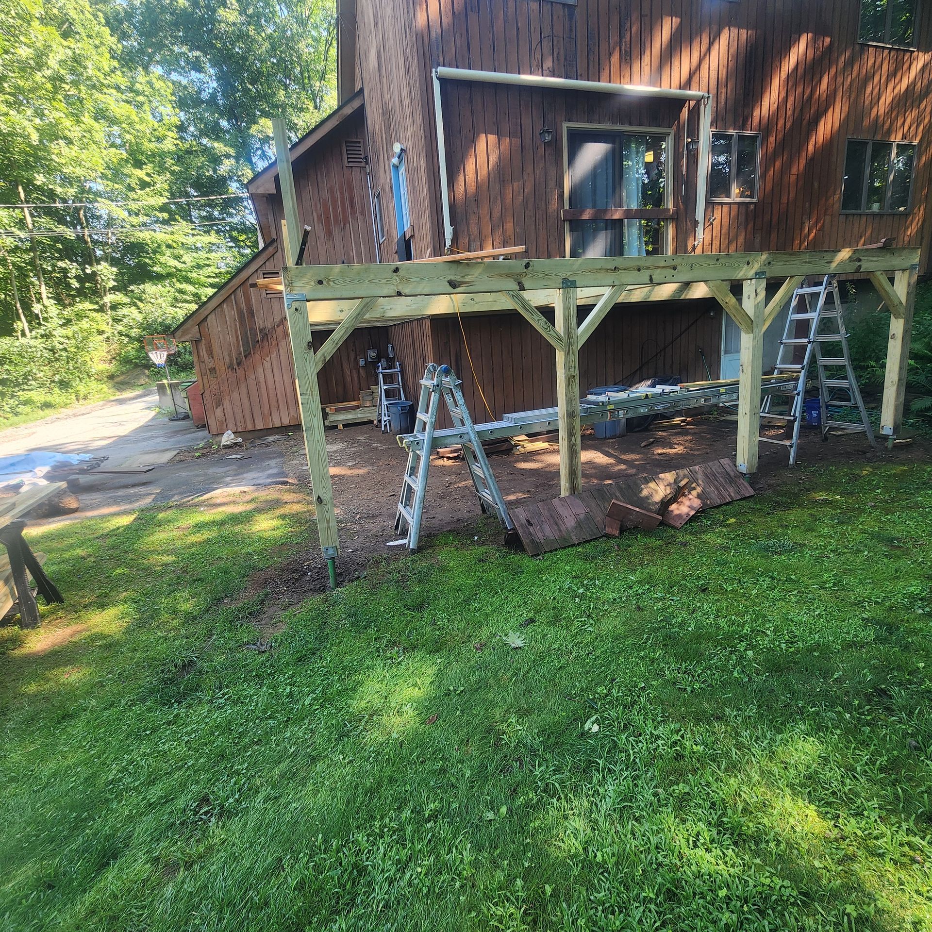 A deck construction​ in Glastonbury CT in progress - Exteriors of CT hard at work