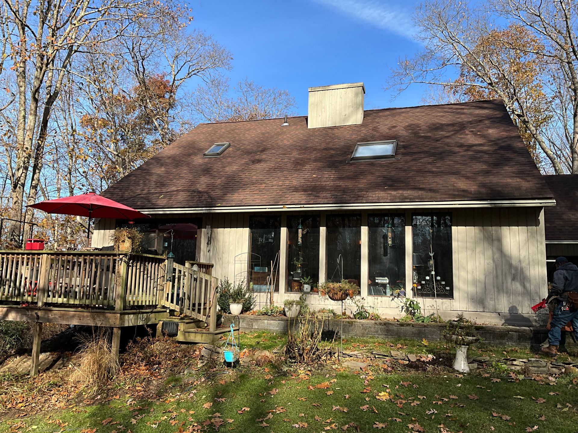 A wooden deck installation​ in Glastonbury CT in progress - Exteriors of CT hard at work