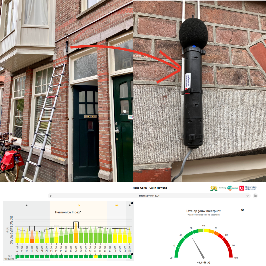De rode pijl wijst naar een zwarte, aan de muur bevestigde paal naast een bakstenen deuropening aan de buitenkant van een gebouw.