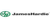 James Hardie logo in green and black on a white background