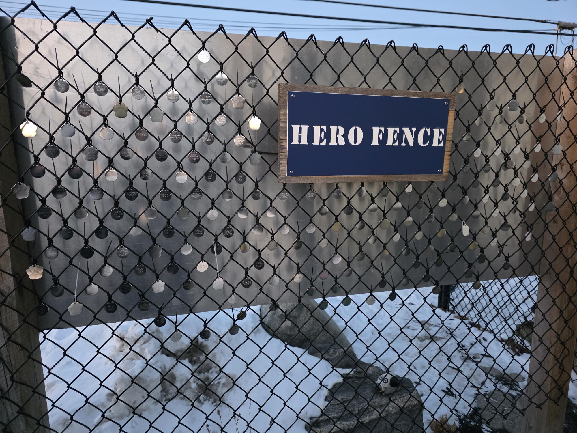 Hero Fence memorial dog tags at the Humane Society of Monroe County