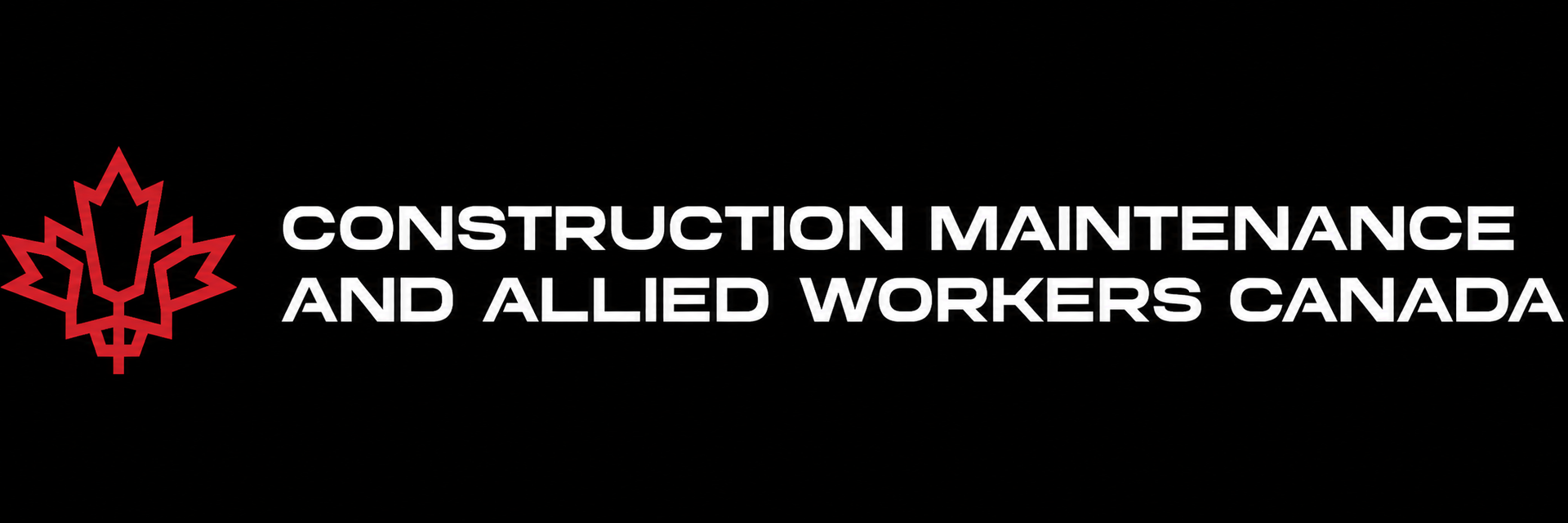 Construction Maintenance and Allied Workers Canada logo with red maple leaf on black background