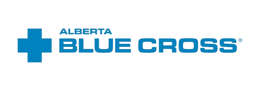 Alberta Blue Cross logo with blue cross icon and blue text on white background