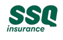 SSQ Insurance logo in dark green text on a white background