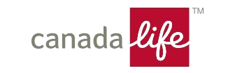 Canada Life logo with gray text and a red square containing white script