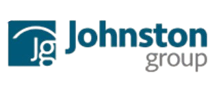 Johnston Group logo with teal icon and dark blue text on white background