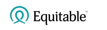 Equitable logo with teal circular icon and black wordmark on white background