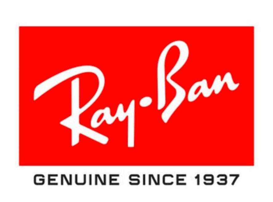 Ray-Ban logo on red background with “Genuine Since 1937” text